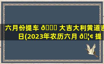 六月份提车 🐕 大吉大利黄道吉日(2023年农历六月 🦢 提车吉日)